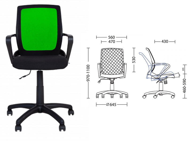Работен стол во зелена, црвена или сина боја - модел FLY GREEN